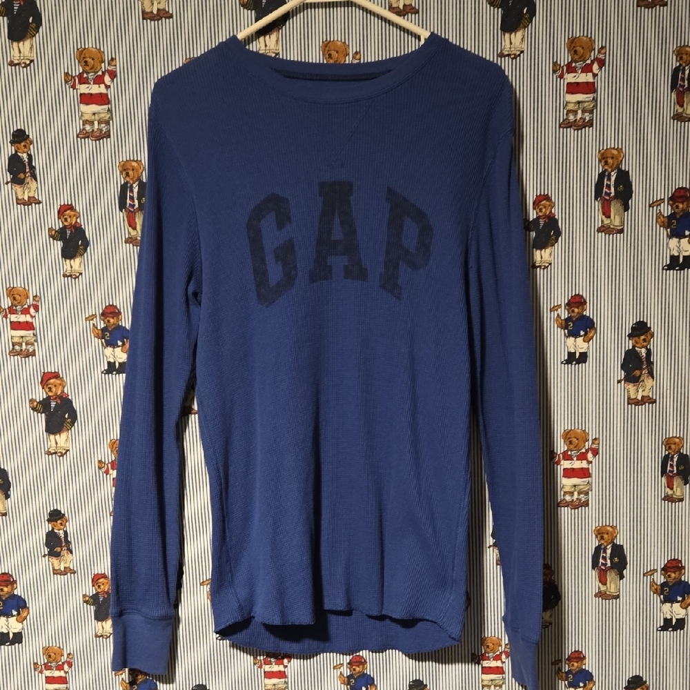 GAP Thermal Arch Deep Blue Long Sleeve Shirt Small